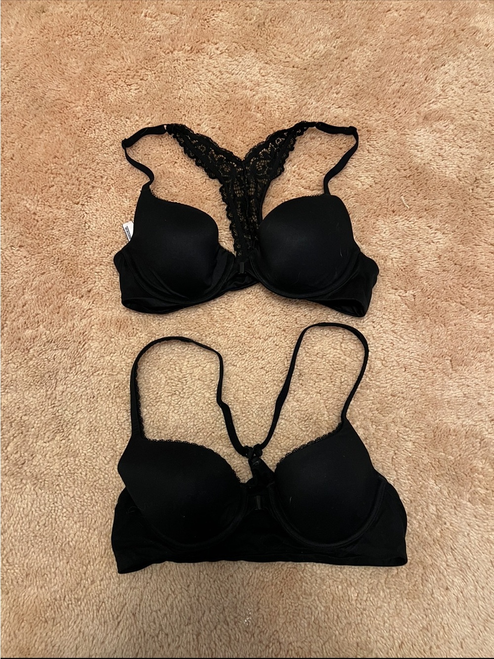 2 Black Racerback Victoria's Secret Bras 34B